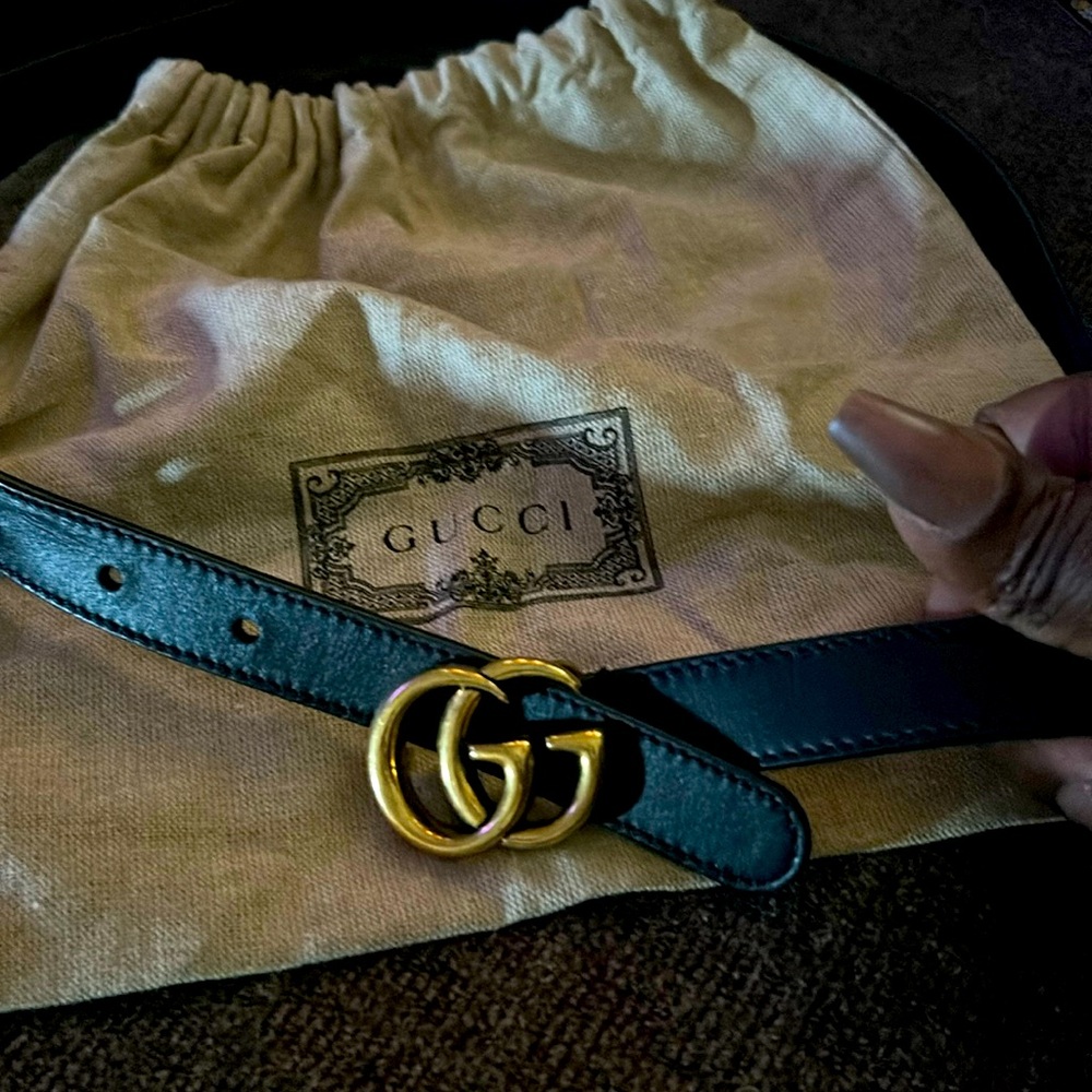 Gucci Thin GG Marmont Belt Leather
